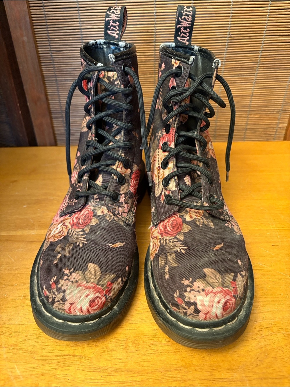 Women's Floral Dr. Martens Lace-Up Ankle Boots